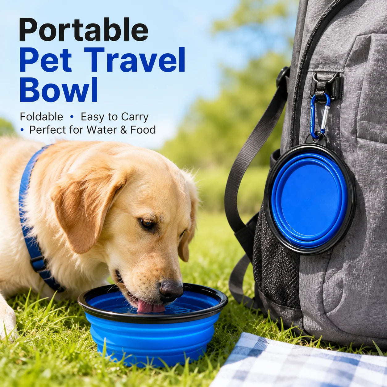 Durable TPR Portable Pet Food Bowl for Cats and Dogs Silicone Collapsible Travel Outdoor Water Food Bowl for Pets