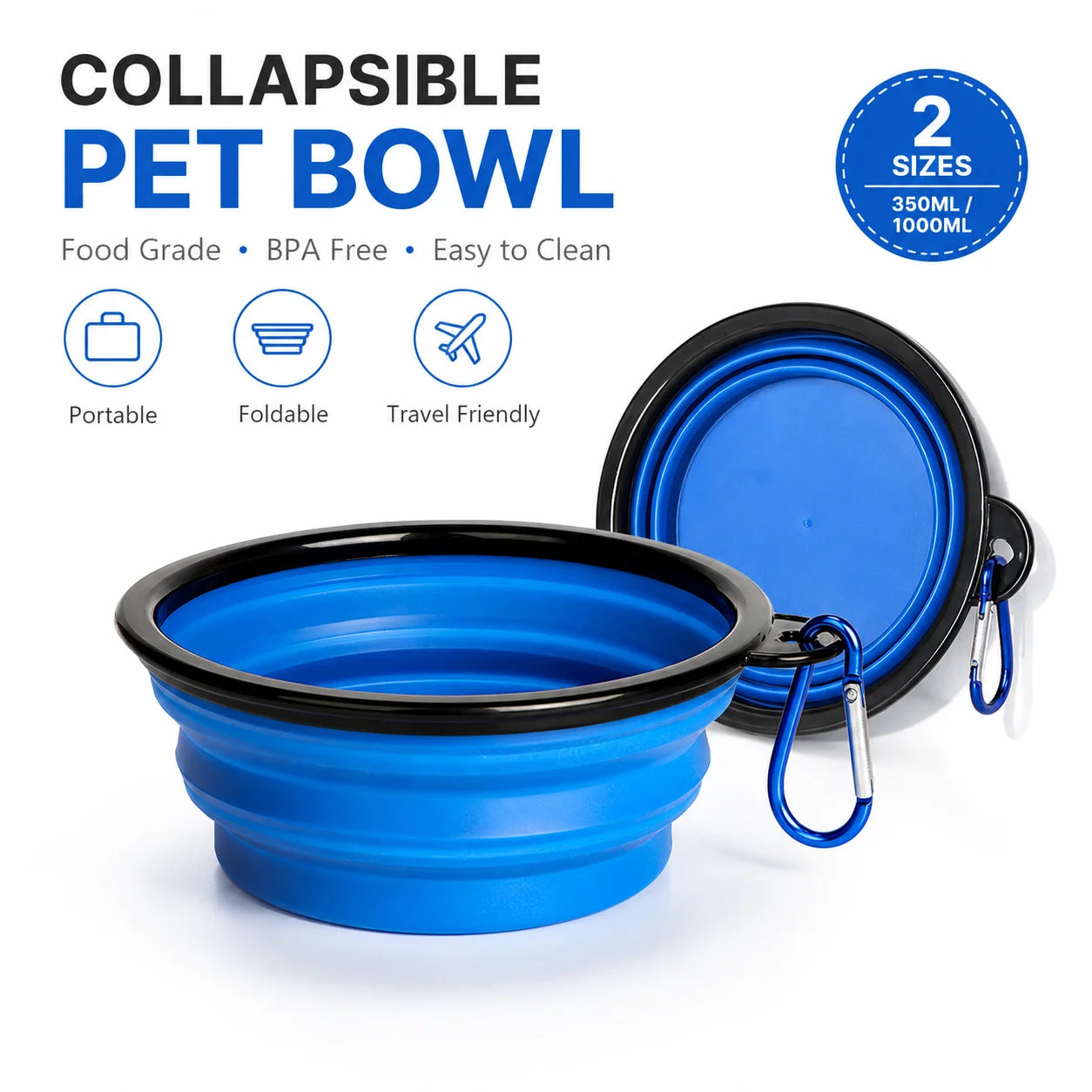 Durable TPR Portable Pet Food Bowl for Cats and Dogs Silicone Collapsible Travel Outdoor Water Food Bowl for Pets