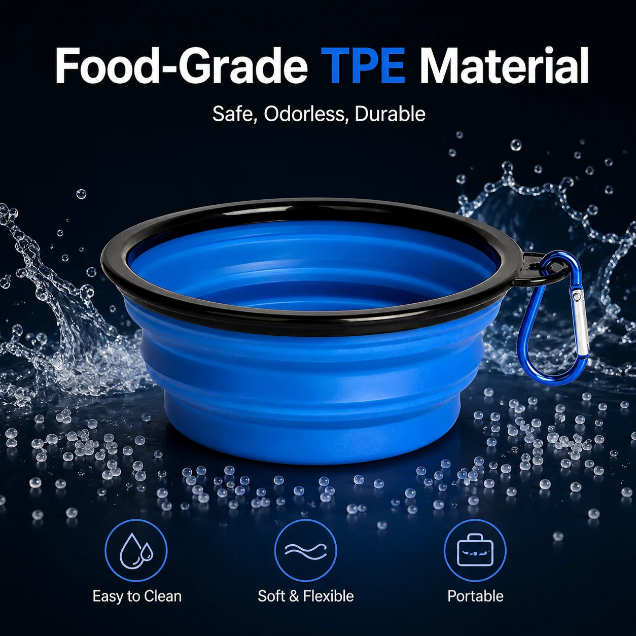 Durable TPR Portable Pet Food Bowl for Cats and Dogs Silicone Collapsible Travel Outdoor Water Food Bowl for Pets
