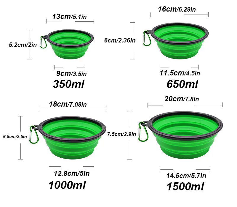 Folding Portable Silicone Dog Feeder Bowl Pet Dispenser Outdoor Travel Dog Cat with Container Feeder With Carabiner