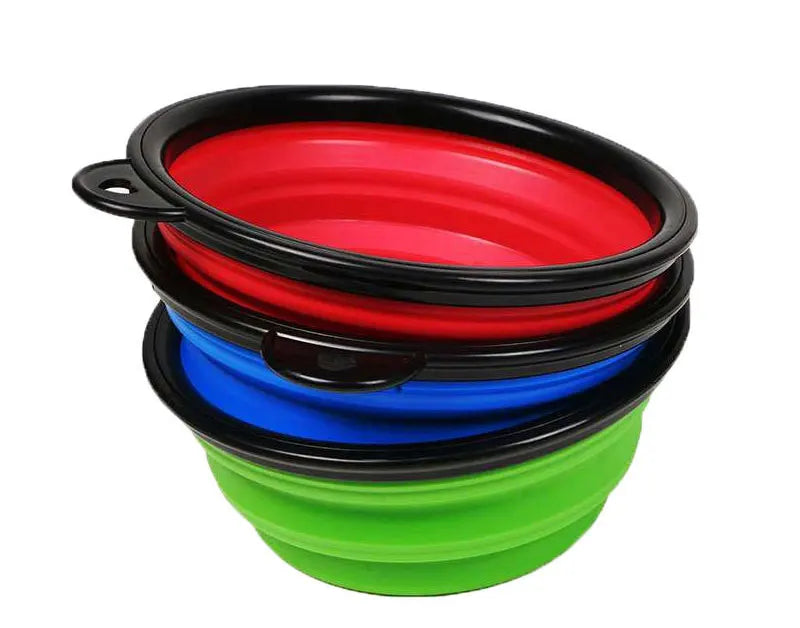 Folding Portable Silicone Dog Feeder Bowl Pet Dispenser Outdoor Travel Dog Cat with Container Feeder With Carabiner