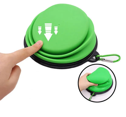 Folding Portable Silicone Dog Feeder Bowl Pet Dispenser Outdoor Travel Dog Cat with Container Feeder With Carabiner