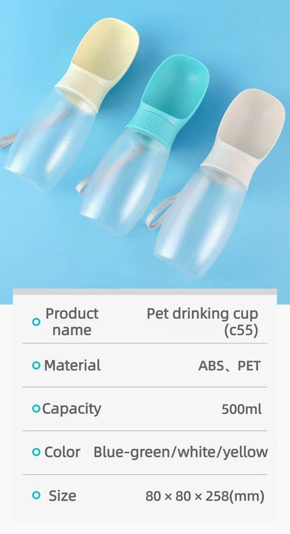 1PC 300ml 500ml Travel Pet Water Bottle Integrated Drinking Bowl Portable Dispenser for Dogs Cats Outdoor Travel and Activities