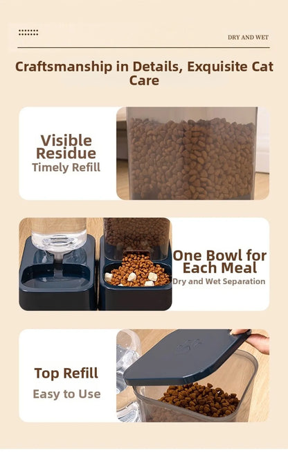 1.2L/1.5L Pet Automatic Feeder Large Capacity 2 Styles Cat Dog Water Dispenser Feeder Set Plastic 3 Colors