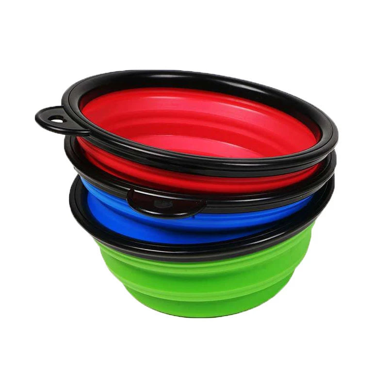 Folding Portable Silicone Dog Feeder Bowl Pet Dispenser Outdoor Travel Dog Cat with Container Feeder With Carabiner