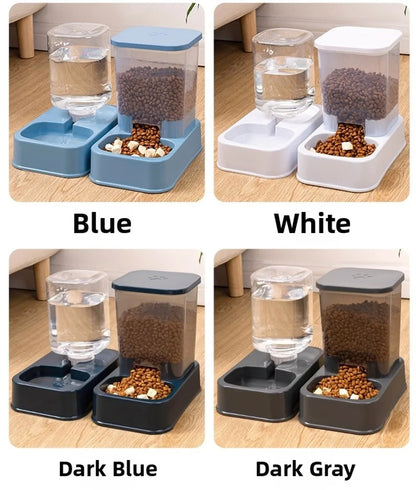 1.2L/1.5L Pet Automatic Feeder Large Capacity 2 Styles Cat Dog Water Dispenser Feeder Set Plastic 3 Colors