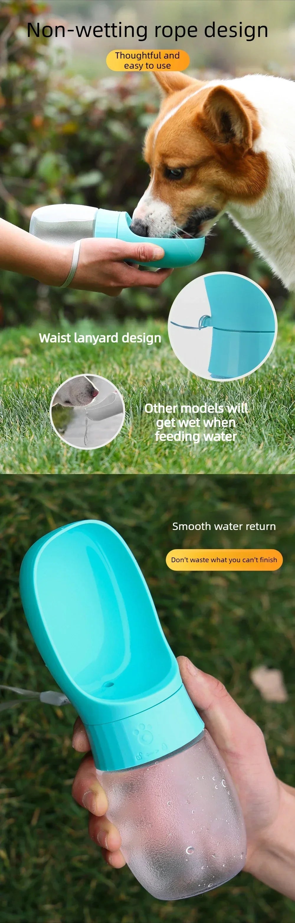 1PC 300ml 500ml Travel Pet Water Bottle Integrated Drinking Bowl Portable Dispenser for Dogs Cats Outdoor Travel and Activities