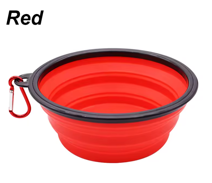 Folding Portable Silicone Dog Feeder Bowl Pet Dispenser Outdoor Travel Dog Cat with Container Feeder With Carabiner