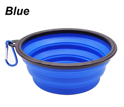 Folding Portable Silicone Dog Feeder Bowl Pet Dispenser Outdoor Travel Dog Cat with Container Feeder With Carabiner