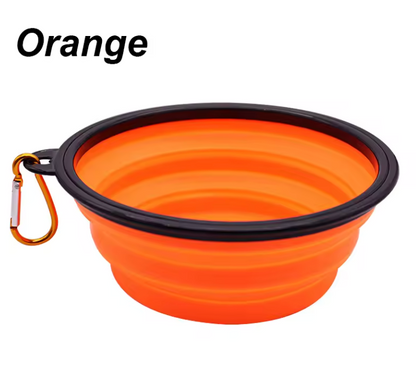 Folding Portable Silicone Dog Feeder Bowl Pet Dispenser Outdoor Travel Dog Cat with Container Feeder With Carabiner