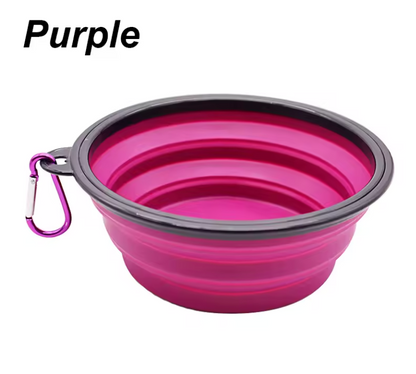 Folding Portable Silicone Dog Feeder Bowl Pet Dispenser Outdoor Travel Dog Cat with Container Feeder With Carabiner