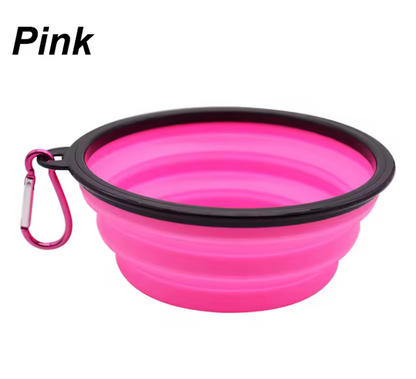 Folding Portable Silicone Dog Feeder Bowl Pet Dispenser Outdoor Travel Dog Cat with Container Feeder With Carabiner