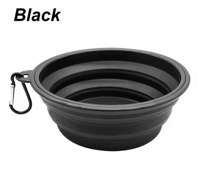 Folding Portable Silicone Dog Feeder Bowl Pet Dispenser Outdoor Travel Dog Cat with Container Feeder With Carabiner