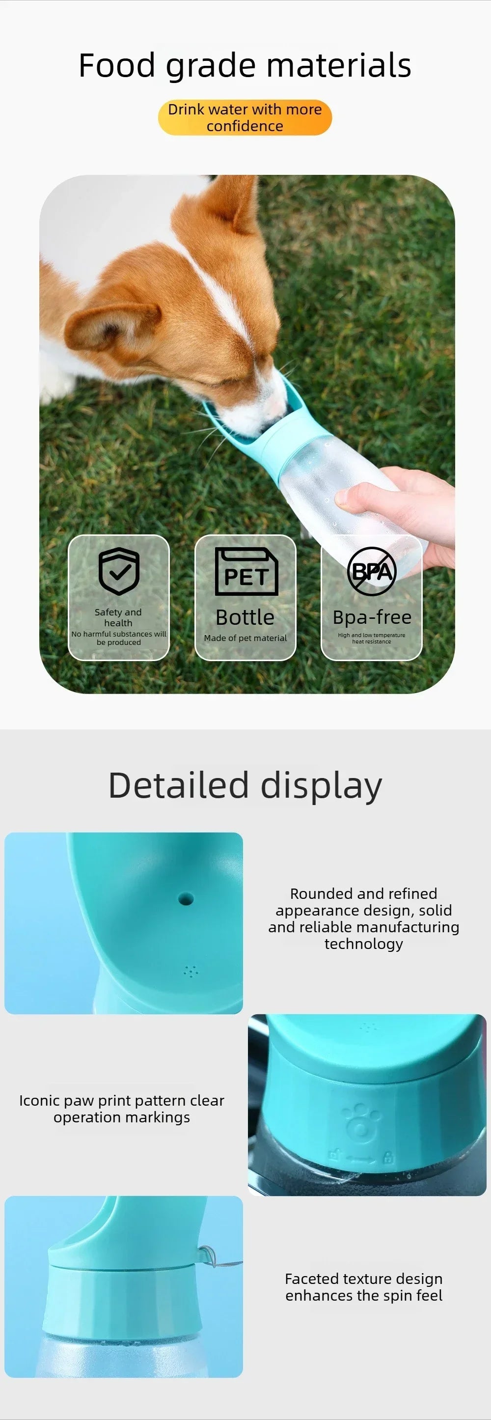 1PC 300ml 500ml Travel Pet Water Bottle Integrated Drinking Bowl Portable Dispenser for Dogs Cats Outdoor Travel and Activities