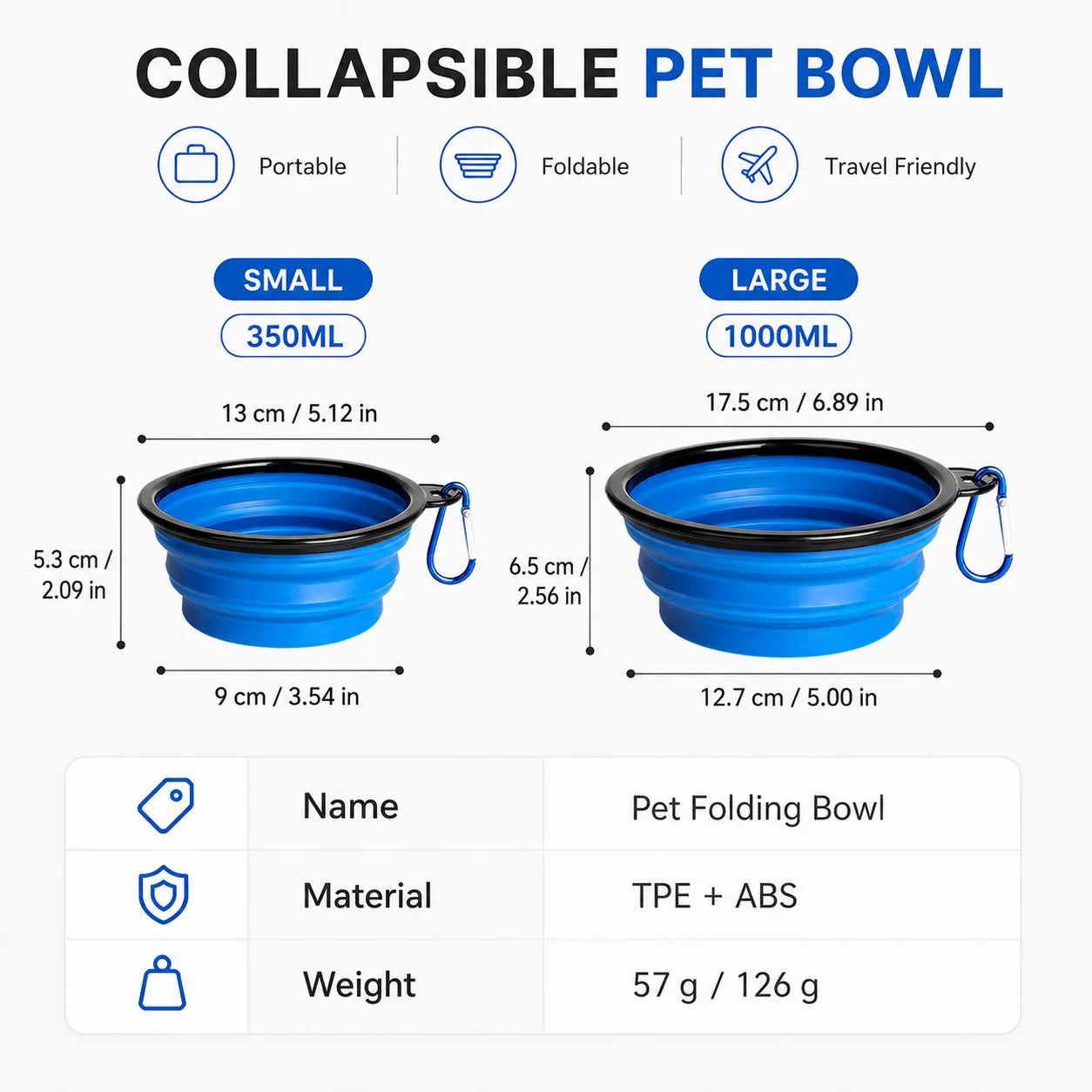 Durable TPR Portable Pet Food Bowl for Cats and Dogs Silicone Collapsible Travel Outdoor Water Food Bowl for Pets
